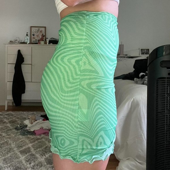 Tiger Mist Green Zebra Pattern Skirt - Picture 6 of 7